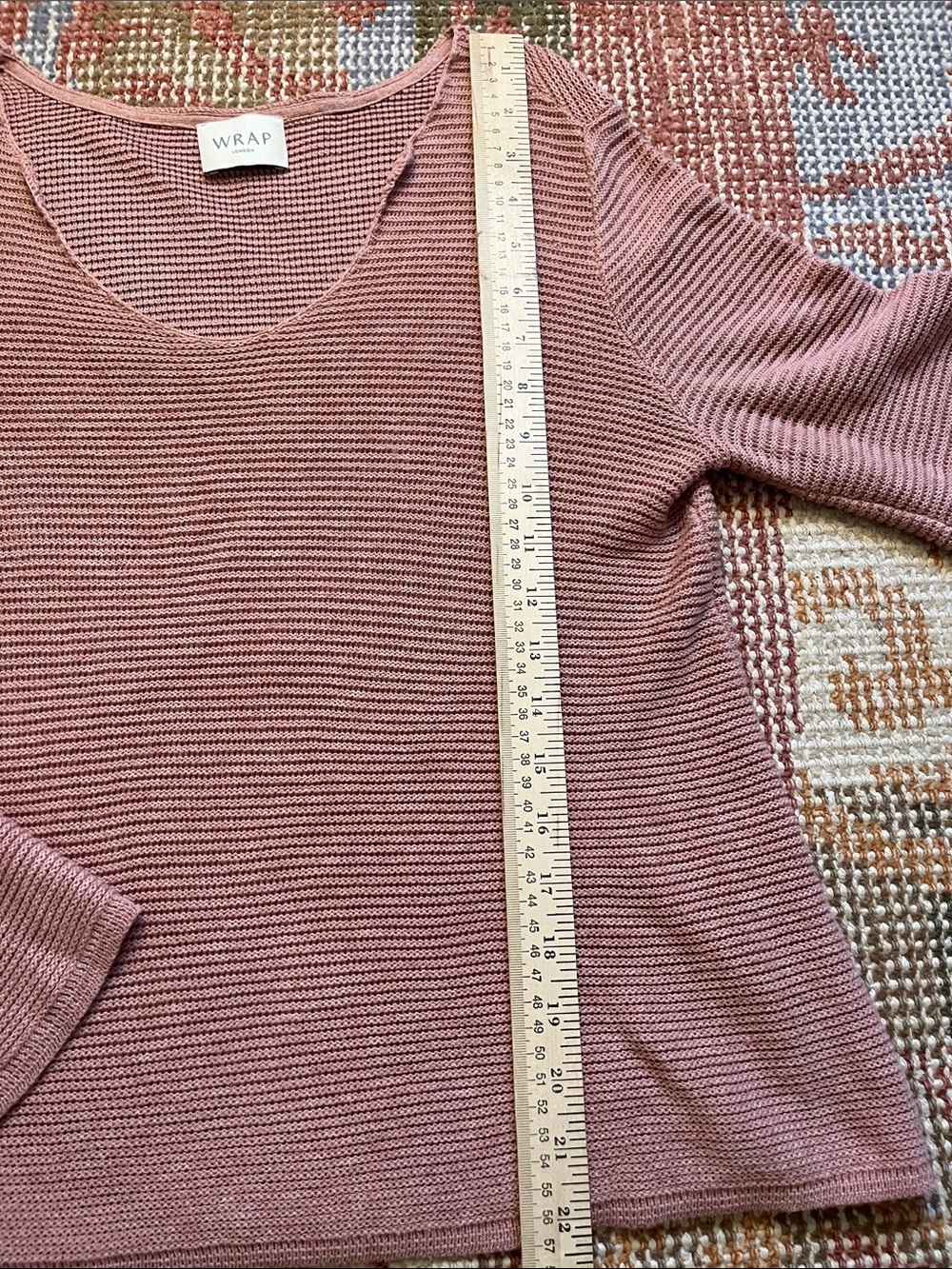 Wrap London Organic Cotton Sweater Size 4 Dusty Pink Knit Distinctive Neckline - Picture 4 of 8